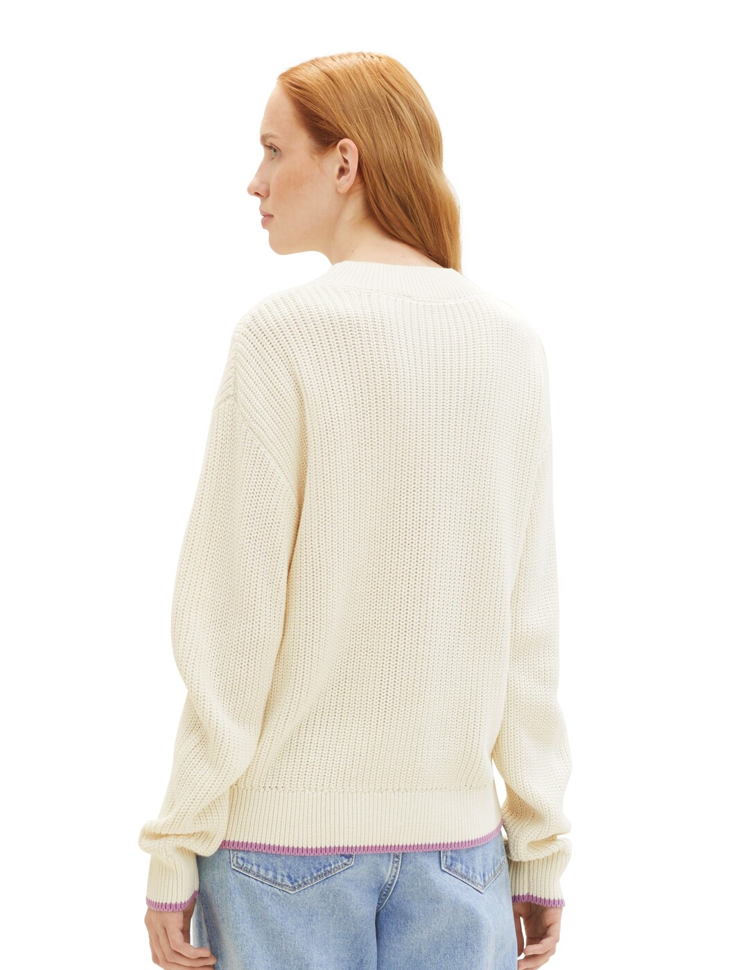 contrast tipping pullover - Damen