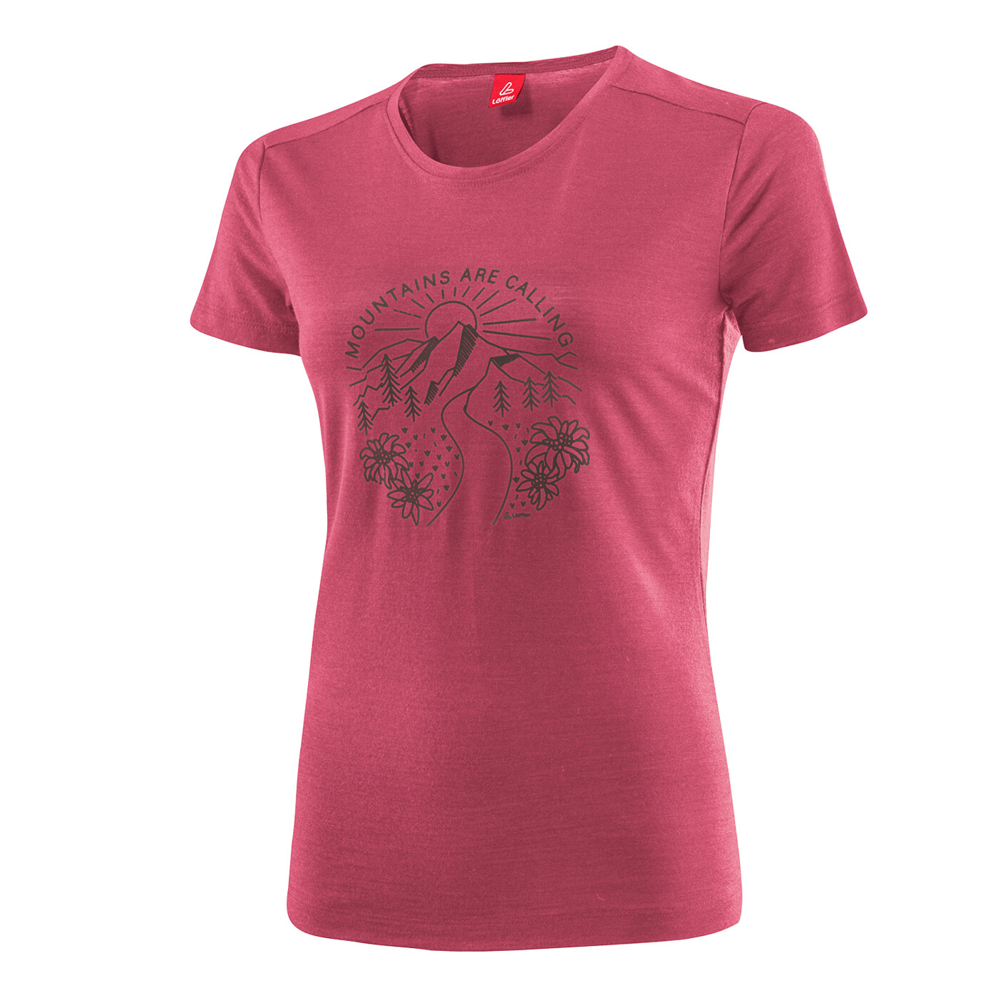 LÖFFLER W PRINTSHIRT MOUNTAINS MERINO- - Damen