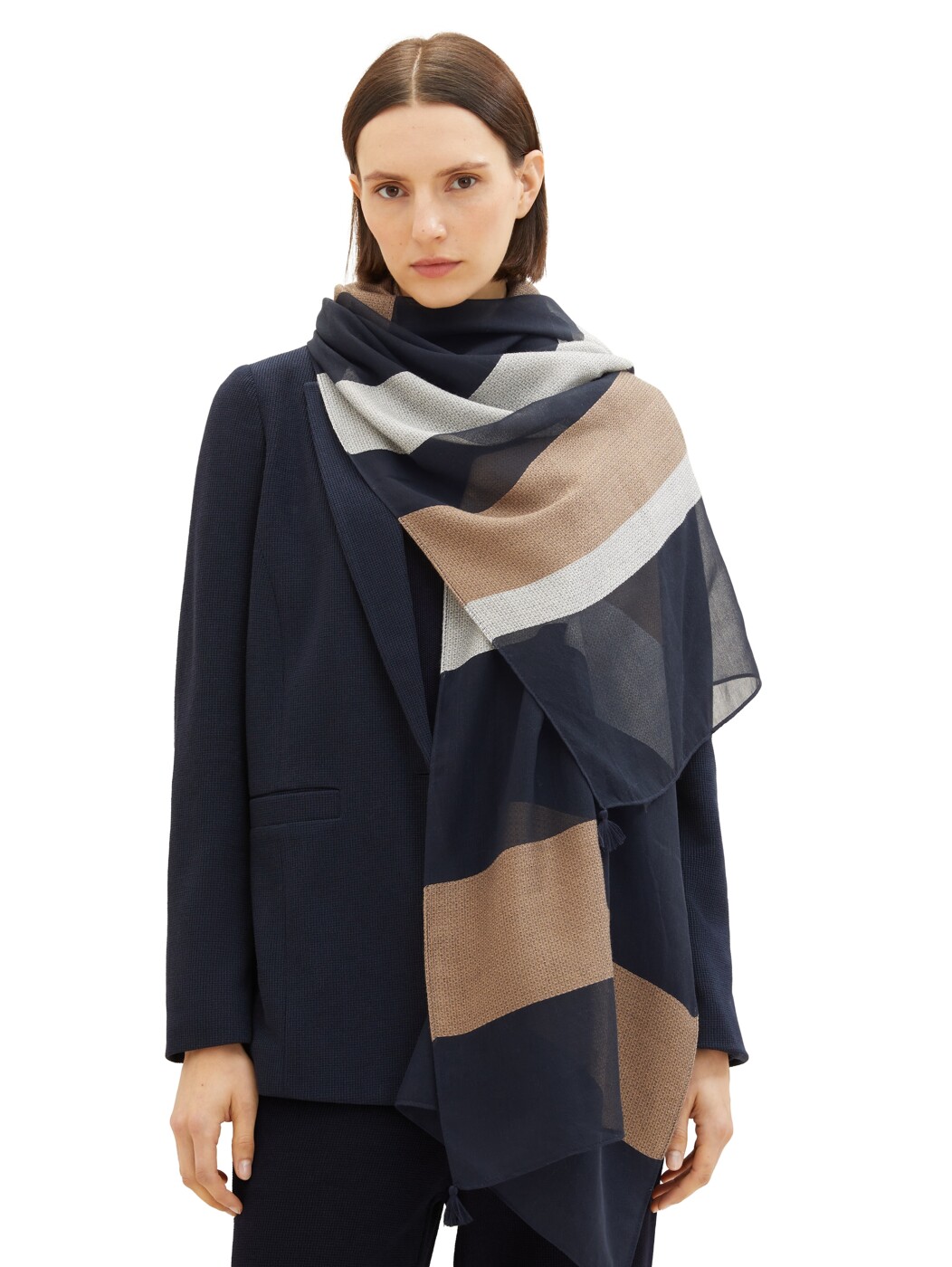Scarf structured with tassels - Damen