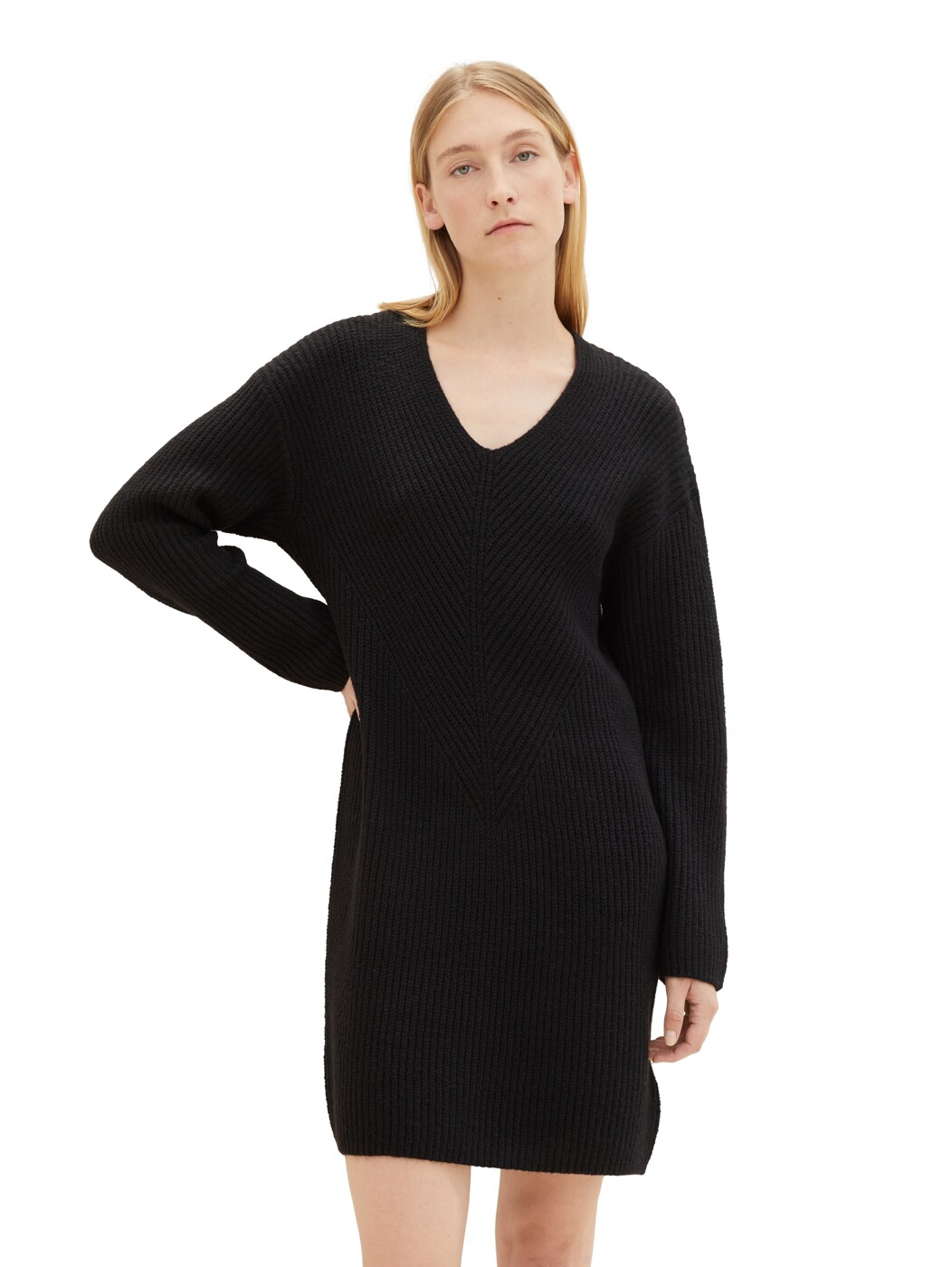 dress knitted v-neck - Damen