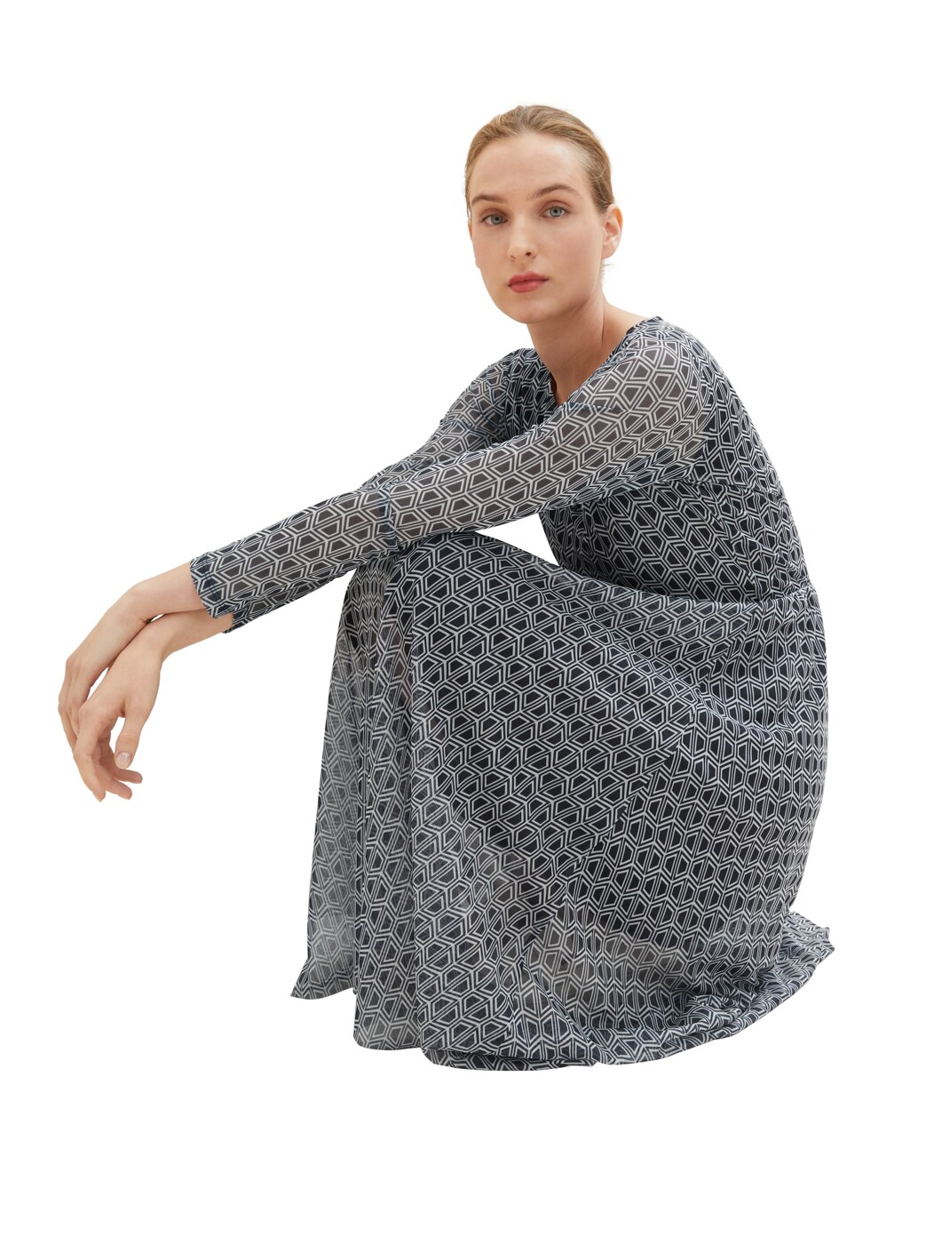 printed mesh dress - Damen